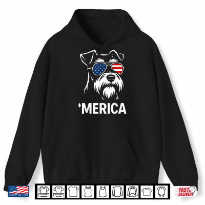 Hoodie Patriotic Miniature Schnauzer Dog Merica 4th of July Funny Shirt