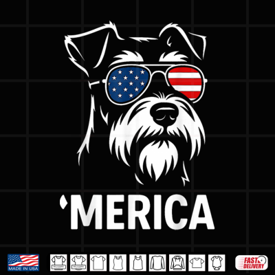 Design Patriotic Miniature Schnauzer Dog Merica 4th of July Funny Shirt