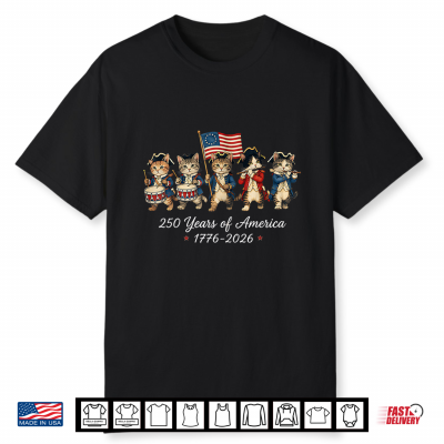 250 Years Of America Cats Patriotic Cat Lover Shirt