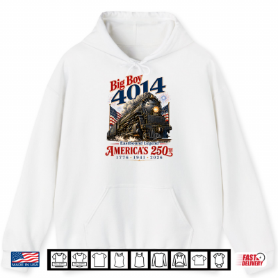 Hoodie Big Boy 4014 Train 4th of July Retro America Flag Men Women Shirt
