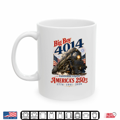 Mug Big Boy 4014 Train 4th of July Retro America Flag Men Women Shirt