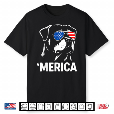 Merica Rottweiler 4Th Of July Patriotic Dog Design Shirt