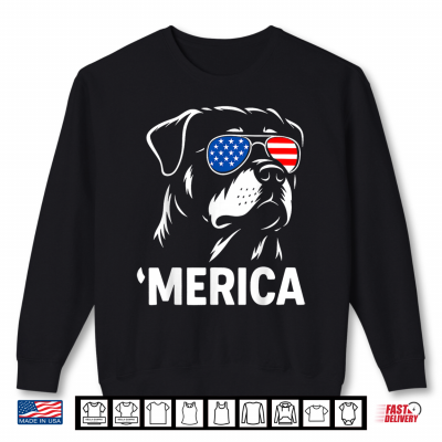 Sweatshirt Merica Rottweiler 4th of July Patriotic Dog Design Shirt