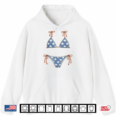 Hoodie USA Bikini Red White July 4th Blue Vacation Summer Swimsuit Shirt