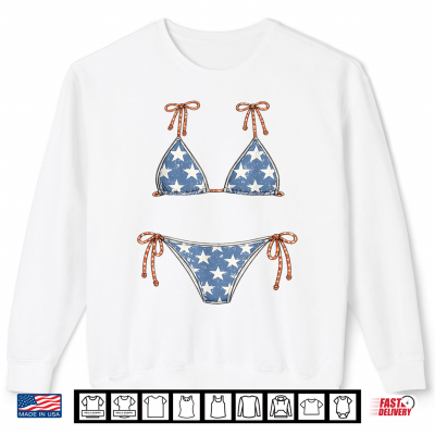 Sweatshirt USA Bikini Red White July 4th Blue Vacation Summer Swimsuit Shirt