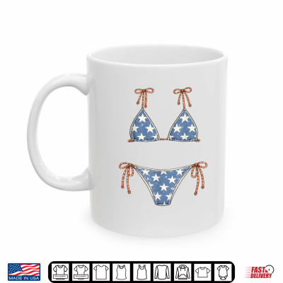 Mug USA Bikini Red White July 4th Blue Vacation Summer Swimsuit Shirt