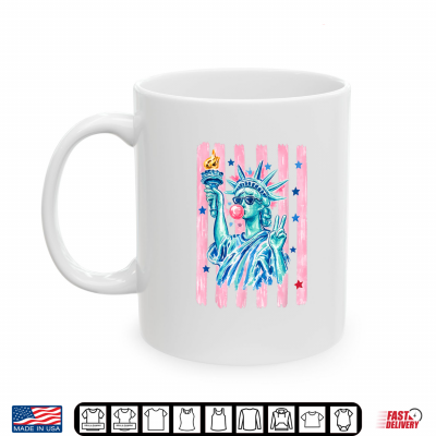 Mug Brushstroke Statue of Liberty Blowing Bubble Gum 4th of July ShirtShirt
