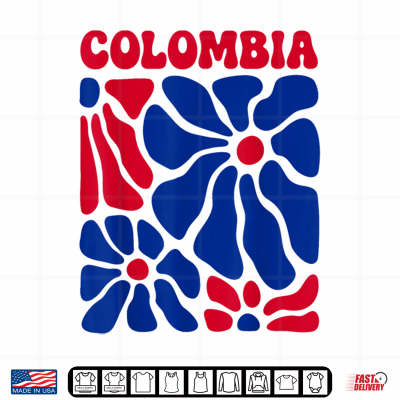 Design Colombia Floral Boho Flowers Cute Groovy Colombian Girl Shirt