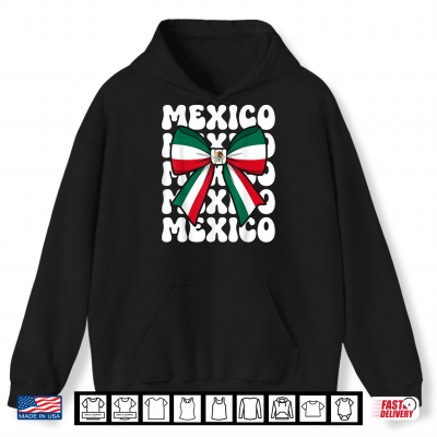Hoodie Mexico Coquette Bow Mexico Flag Cute Retro Mexican Girl Shirt