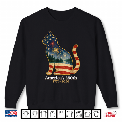Sweatshirt Patriotic Cat Americas 250th Anniversary 1776 2026 Shirt