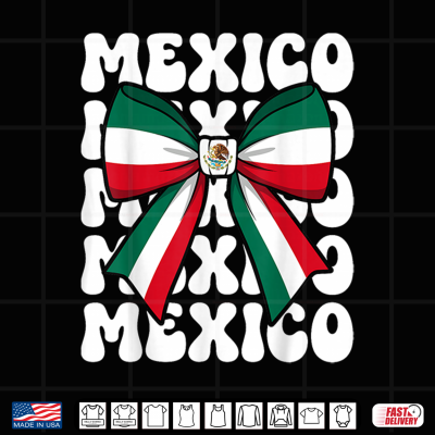 Design Mexico Coquette Bow Mexico Flag Cute Retro Mexican Girl Shirt