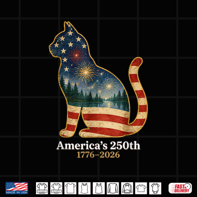 Design Patriotic Cat Americas 250th Anniversary 1776 2026 Shirt