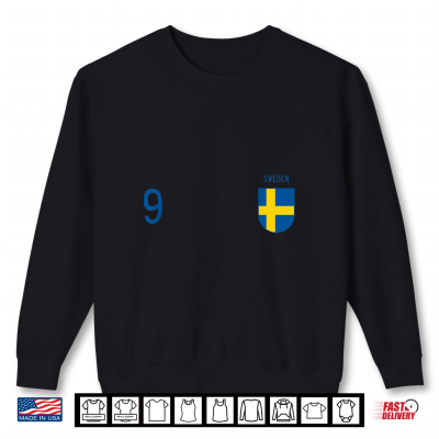 Sweatshirt Sweden Number 9 Swedish Jersey Football Vintage Replica Shirt