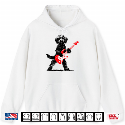 Hoodie Vintage Goldendoodle Rock Playing Guitar Funny Dog Music Shirt
