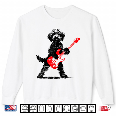 Sweatshirt Vintage Goldendoodle Rock Playing Guitar Funny Dog Music Shirt