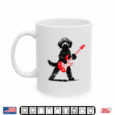 Mug Vintage Goldendoodle Rock Playing Guitar Funny Dog Music Shirt