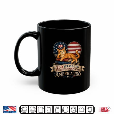 Mug 250 Anniversary Book Cat Purrfectly Independent 4th of July Shirt