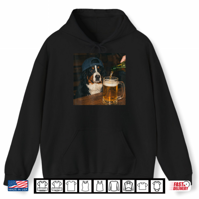 Hoodie Bernese Mountain Dog Drinking Beer Funny Dog Meme Shirt