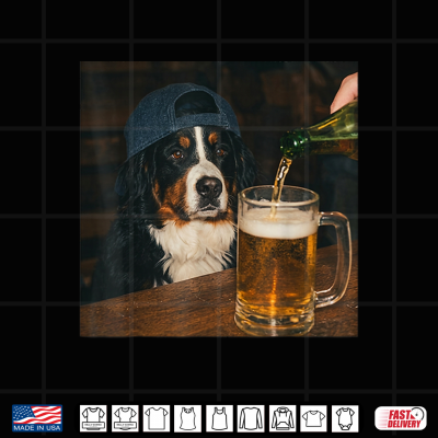 Design Bernese Mountain Dog Drinking Beer Funny Dog Meme Shirt