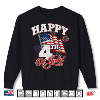 Sweatshirt Happy 4th of July Patriotic American Flag USA Men Women Kids Shirt