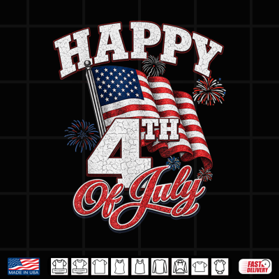Design Happy 4th of July Patriotic American Flag USA Men Women Kids Shirt