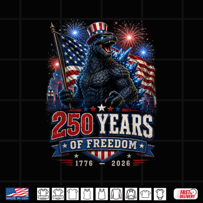Design Kaiju Monster Japanese 250 Years 1776 2026 4th of July Shirt