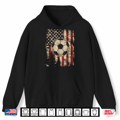 Hoodie Vintage American Flag Soccer Ball Patriotic Football Shirt