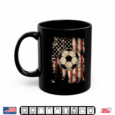 Mug Vintage American Flag Soccer Ball Patriotic Football Shirt