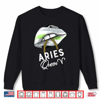 Sweatshirt Agender Pride Lips Flag Aries Queen March April Birthday Shirt