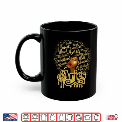 Mug African American Birthday Afro Natural Hair Aries Girl Shirt