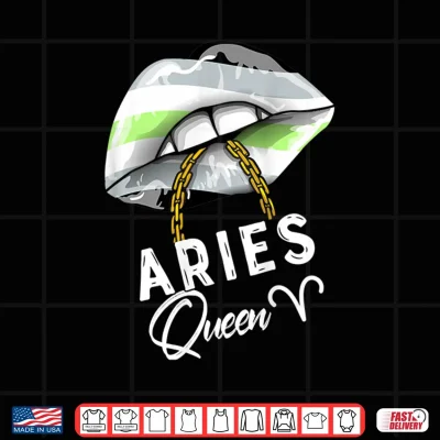 Design Agender Pride Lips Flag Aries Queen March April Birthday Shirt