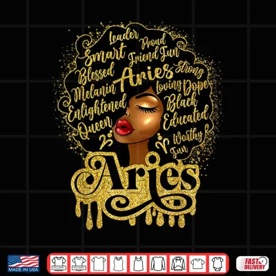 Design African American Birthday Afro Natural Hair Aries Girl Shirt
