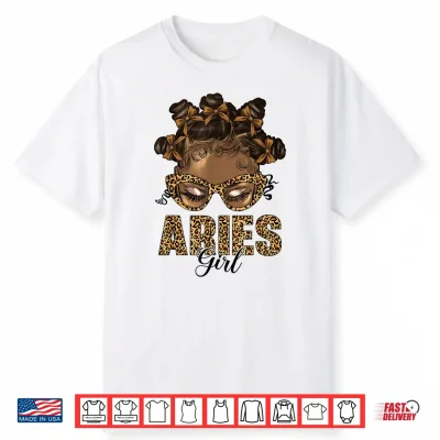 Aries Girl Black Women Bow Knot Hair Zodiac Birthday Shirt