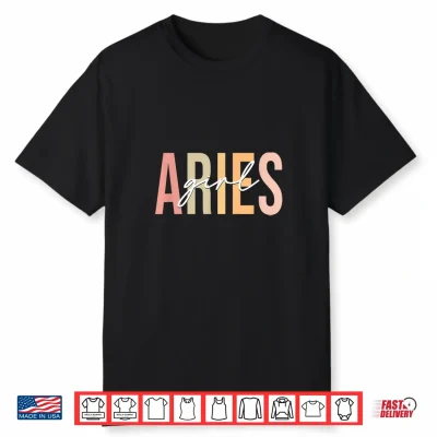 Aries Girl Boho Retro Vintage Zodiac Birthday Womens Shirt