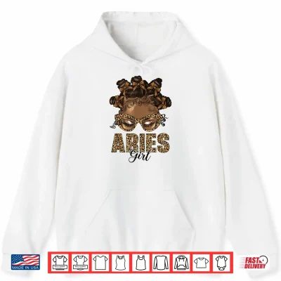 Hoodie Aries Girl Black Women Bow Knot Hair Zodiac Birthday Shirt
