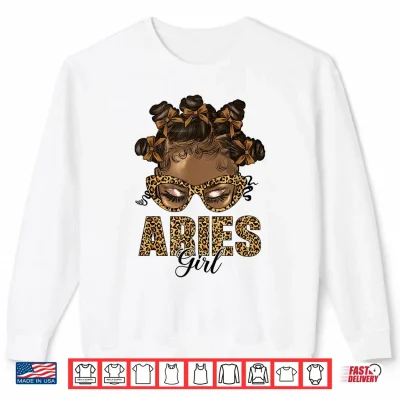 Sweatshirt Aries Girl Black Women Bow Knot Hair Zodiac Birthday Shirt