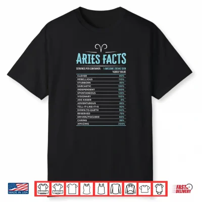 Aries Traits Facts Horoscope Zodiac Astrological Sign Gift Shirt