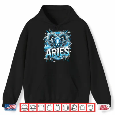 Hoodie Aries Zodiac Sign Star Astrology Birthday Horoscope Shirt