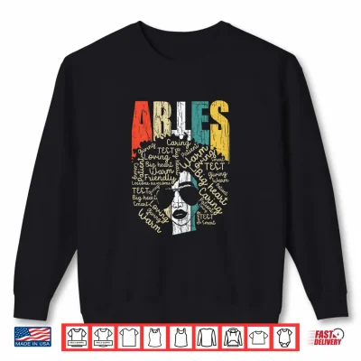 Sweatshirt Retro Vintage Aries Birthday Costume African American Gift Shirt