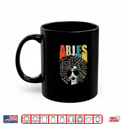 Mug Retro Vintage Aries Birthday Costume African American Gift Shirt