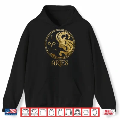 Hoodie Vintage Aries Symbol Zodiac Sign March April Birthday Shirt