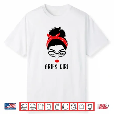 Aries Girl Astrology Wink Eye Woman Face Zodiac Gift Shirt