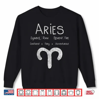 Sweatshirt Vintage Distressed Aries Symbol Zodiac Sign Birthday Gift Shirt
