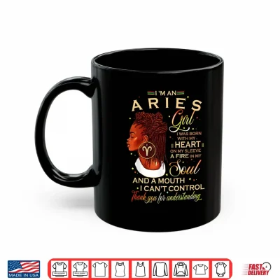 Mug Aries Girl Afro Locs Girl Zodiac Signs Birthday Gift Shirt 1