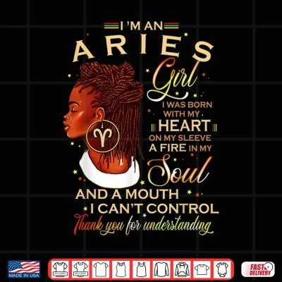 Design Aries Girl Afro Locs Girl Zodiac Signs Birthday Gift Shirt 1