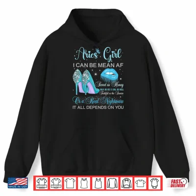 Hoodie Aries Girl Birthday High Heels Dripping Lips Butterfly Shirt 1