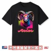 Aries Neon Ram Head Retro Zodiac Design Ram Lovers Aries Shirt