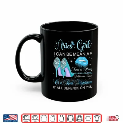Mug Aries Girl Birthday High Heels Dripping Lips Butterfly Shirt 1