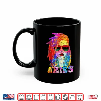 Mug Aries Girl Locd Hair Art Zodiac Birthday Black Woman Shirt 1
