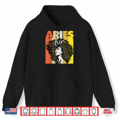Hoodie Aries Pride Black Women Natural Hair Art Word Shirt 1